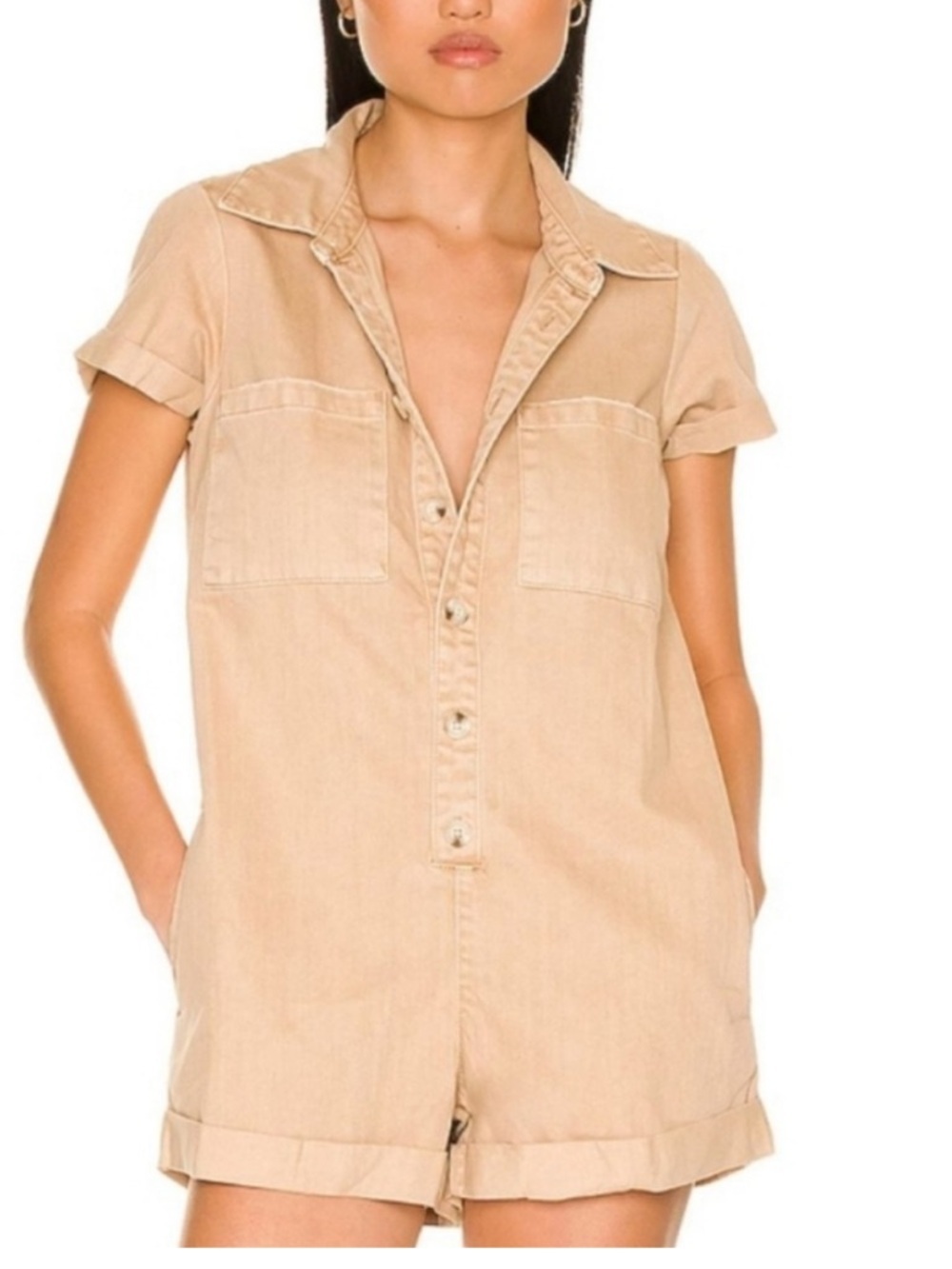 Show me your mumu button up denim romper